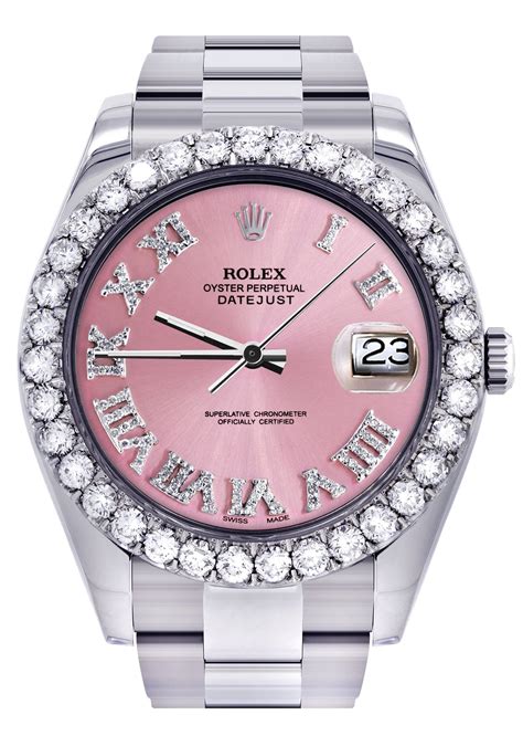 pink and silver rolex watch|Rolex pink face for sale.